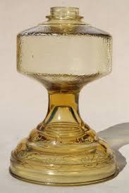 Vintage Amber Yellow Glass Oil Lamp