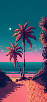 beach palm summer aesthetic wallpaper