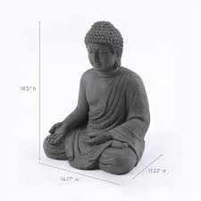 Luxenhome Meditating Buddha Gray Mgo Garden Statue