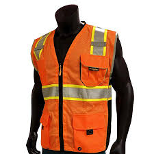 Kwiksafety Classic Hi Vis Reflective Ansi Ppe Surveyor Class 2 Safety Vest Size S M Color Orange