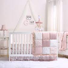 grace 4 piece crib bedding set pink