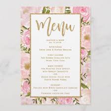 Pink Gold Floral Wedding Menu Template Card