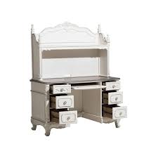 Durable and attractive antique white laminate finish. Cinderella Writing Desk W Hutch Antique White Homelegance Furniture Cart