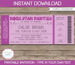 Rock Star Party Ticket Invitations Template Purple Birthday