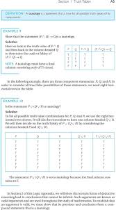 logic appendix section 1 truth tables