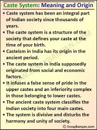 essay on caste system for all cl in