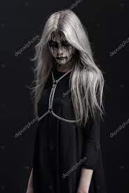 scary makeup on face stock photo