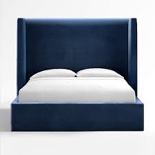 Arden Velvet Navy Upholstered Queen Bed