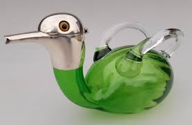 Novelty Silver And Glass Duck Claret Jug