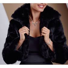 Faux Fur Jacket Coat In Black Nuka