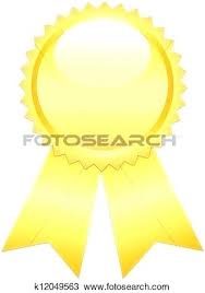 Prize Ribbon Template Of Gold Blue