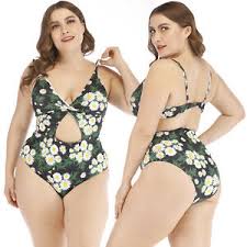 Details About Women Plus Size Swimwear Flower Swimsuit Bathing Suit Bikini One Piece Beachwear
