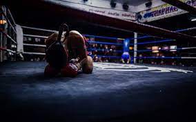 boxing ring kneeling shot