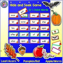 Grade 1 Fall Dolch Sight Word Cards Pocket Chart Game