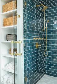 Blue Glass Tile Shower Surround Design
