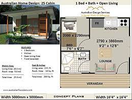 1 bedroom cabin plans, house layouts & blueprints. Amazon Com Small Cabin House Plan 25 Cabin 25 M2 269 Sq Foot 1 Bedroom Cabin Guest House Plans Small Cabins Full Architectural Concept House Plans Includes And Elevation