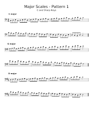 If you want to see the fingerings to play the scales on the piano, go to piano scales. Major Scales Pattern 1 Sharp Keys Bass Clef Sheet Music For Trombone Solo Musescore Com