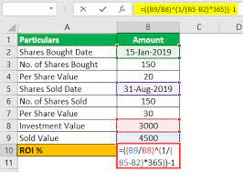 calculating investment return in excel