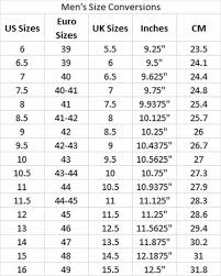 mens shoe size chart conversion