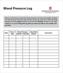 Printable Blood Pressure And Pulse Log 30 Printable Blood