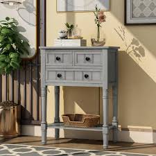 Gray Wash Rectangle Wood Console Table