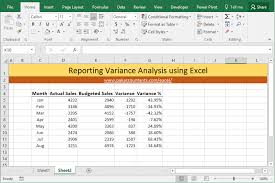 excel variance reports and charts