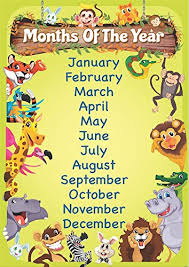 Months Of The Year Poster School Educational Wall Chart Boys Kids A4 Or A3 Free Delivery A3 297x420