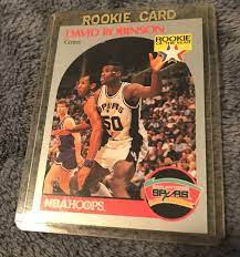 The card pictured is the 1989 hoops rookie card of david robinson. 1988 89 Nba Hoops Basketball David Robinson Rookie Card 270 Spurs Center Nm Basketball Cards Spurs Basketball Cards