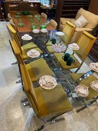 Mcm Glass Dining Table And 6 Chairs