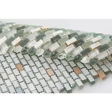 Andova Tino Rodin Green Clear White 11 25 In X 12 25 In Random Brick Marble S Glass Mosaic Tile 4 8 Sqf Sold By Case