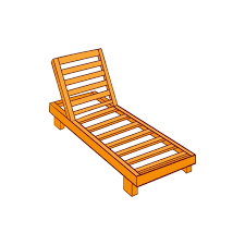 Wooden Chaise Lounge Icon In Cartoon