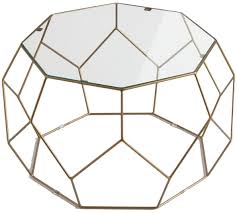 Faceted Metal Coffee Table With Glass