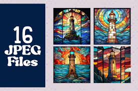 Stained Glass Lighthouse Background