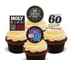 60th birthday male funny edible cupcake