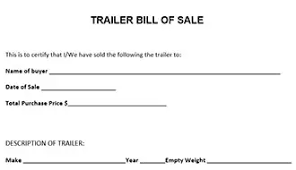 free bill of template for trailer