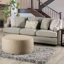 Glam Beige Linen Like Fabric Sofa