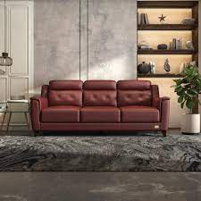 3 seater red genuine leather sofa