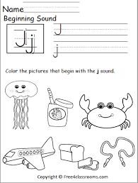 beginning sounds worksheet letter j