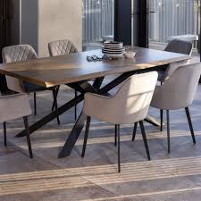 Bronx 200cm Dining Table 6 Grey Chairs