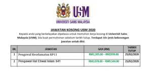 Jawatan kosong kosong terkini di malaysia dari syarikat terpercaya. Jawatan Kosong Usm 2020 Universiti Sains Malaysia Portal Malaysia