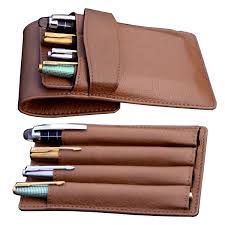 leather pen pouch with slide in pen pad