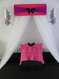 New twin size princess bed canopy fabric top topper hot pink fuschia. Girls Bed Canopy Nursery Baby Bedroom Hot Pink Purple Black Princess Free White Sheer Curtains Shipping Custom Made So Zoey Boutique Sale Buy Online In Bahamas At Bahamas Desertcart Com Productid 28170327