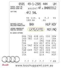 Paint Code Location 2016 Audi A8 L
