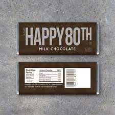 Happy 80th Candy Bar Wrappers Printable Instant Download