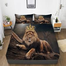 Cool Boy Man Home Bed Set 3d Lion