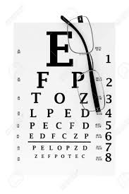 Eyesight Test Chart With Modern Reading Glasses Extreme Closeup