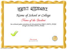 Perfect Attendance Templates Certificate Templates