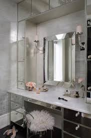 mirrored makeup vanity with lucite