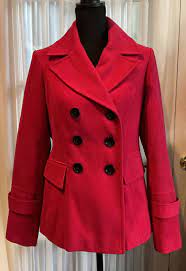 Juniors Pea Coat Red Coats Jackets