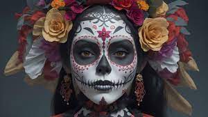 catrina inspired makeup adorns woman